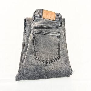 Madewell The Perfect Vintage Straight Jean Acid Wash Gray Raw Hem Denim Size 24